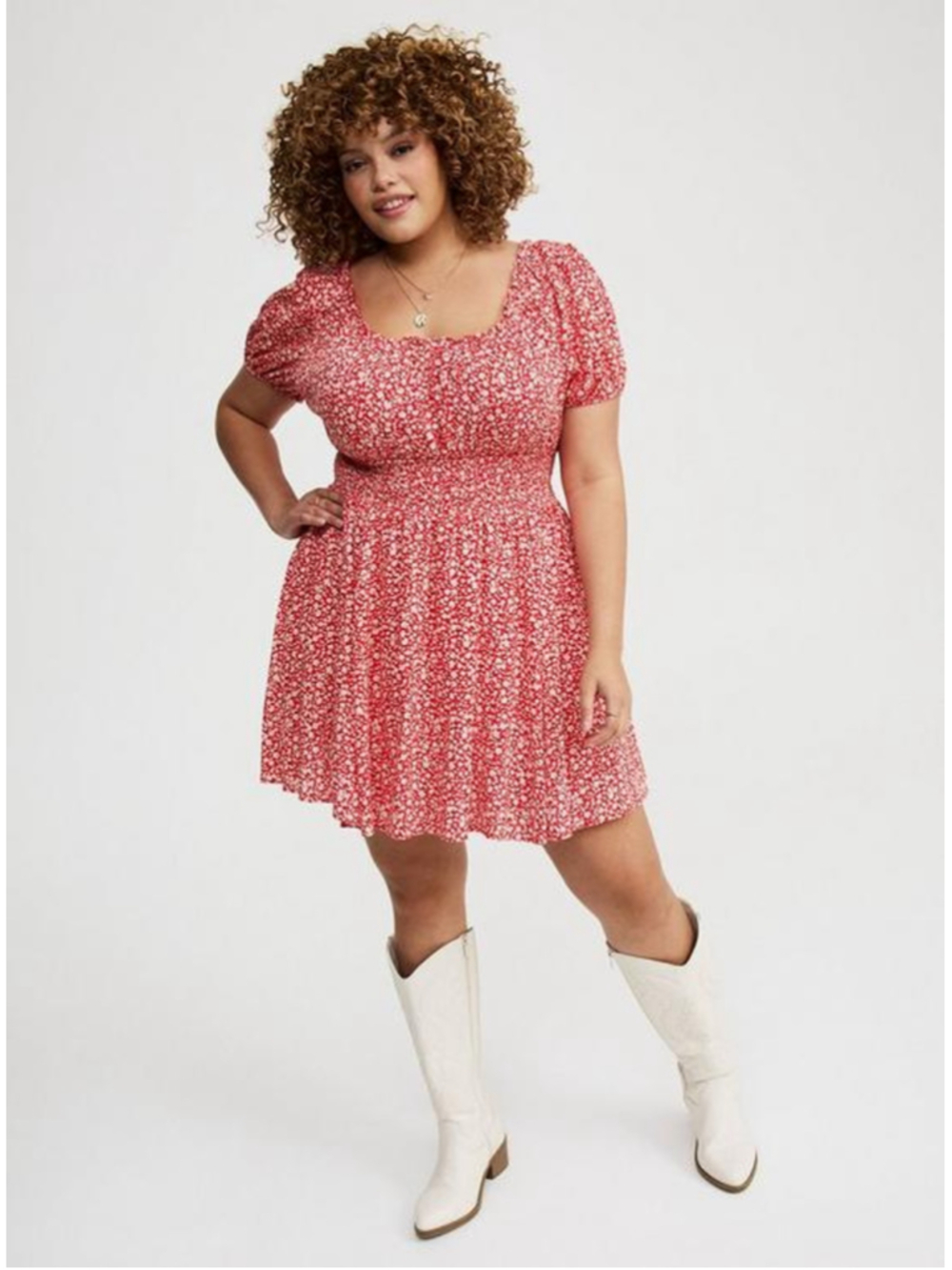 Torrid Red Floral Crinkle Gauze Puff Sleeve Romper (Sz 1X) - Picture 13 of 13